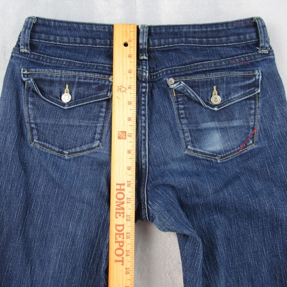 Banana Republic Urban Wide Leg Jeans Womens 08S Blue Dark Wash Low Rise Flare - Picture 11 of 14